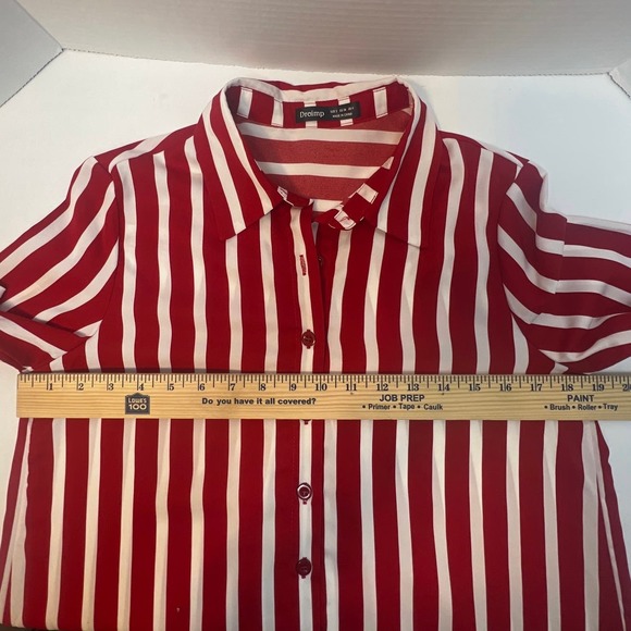 DROIMP Chic Red & White Striped Long Blouse - Size 4/Small - Picture 8 of 13